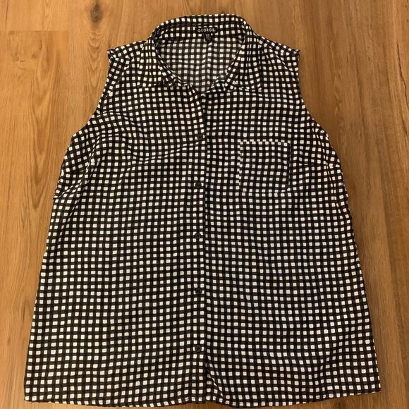 Black & white checked sleeveless top - Picture 2 of 4